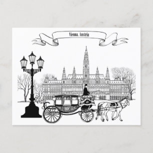 Retro Travel Art-Vintage Wien Österrikes vattenfär Vykort