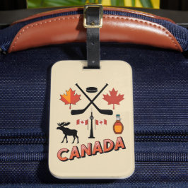 Retro Travel Canada Iconic National Symbols Bagagebricka