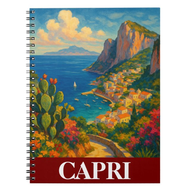 Retro Travel Capri Italien Scenery Anteckningsbok (Framsidan)