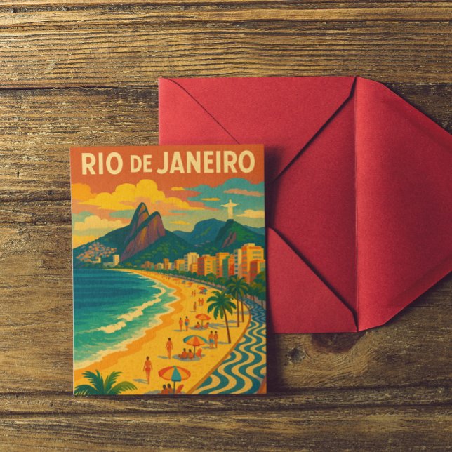 Retro Travel Copacabana Rio de Janeiro Brasilien Vykort (Retro Travel Copacabana Rio de Janeiro Brazil Postcard)