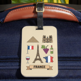Retro Travel France Iconic National Symbols  Bagagebricka