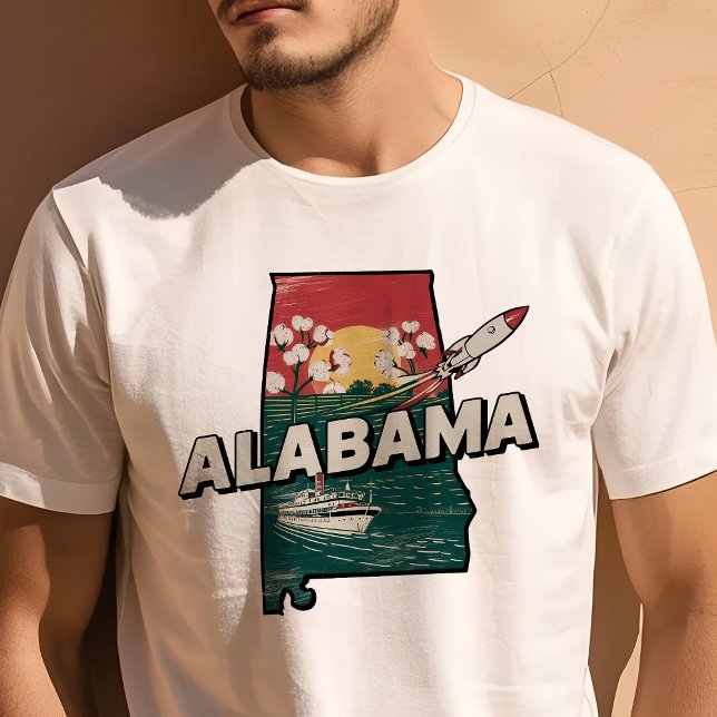 Retro Travel Iconic Alabama Graphic T Shirt (Skapare uppladdad)