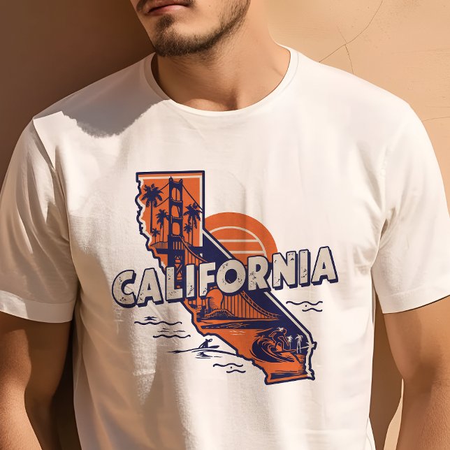 Retro Travel Iconic California Graphic T Shirt (Skapare uppladdad)