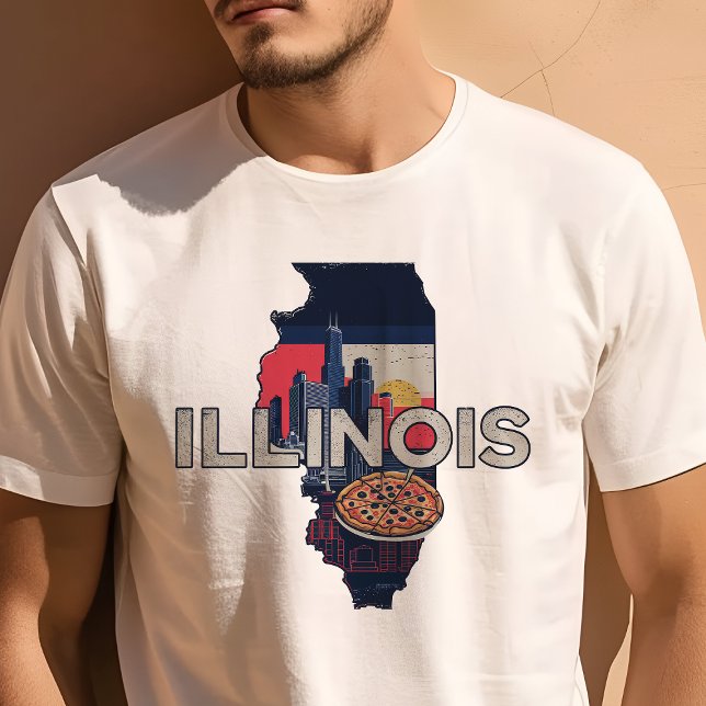 Retro Travel Iconic Illinois-grafik T Shirt (Skapare uppladdad)