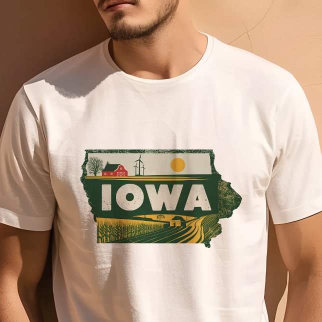 Retro Travel Iconic Iowa Graphic T Shirt (Skapare uppladdad)