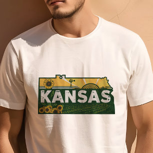 Retro Travel Iconic Kansas Graphic T Shirt