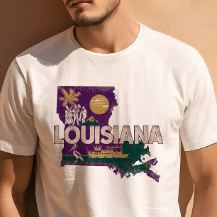 Retro Travel Iconic Louisiana Graphic T Shirt