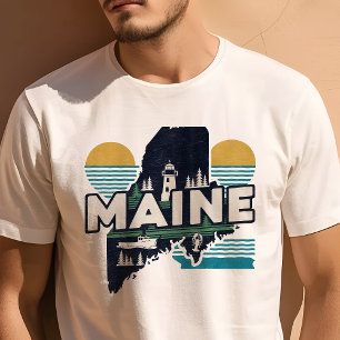 Retro Travel Iconic Maine Graphic T Shirt