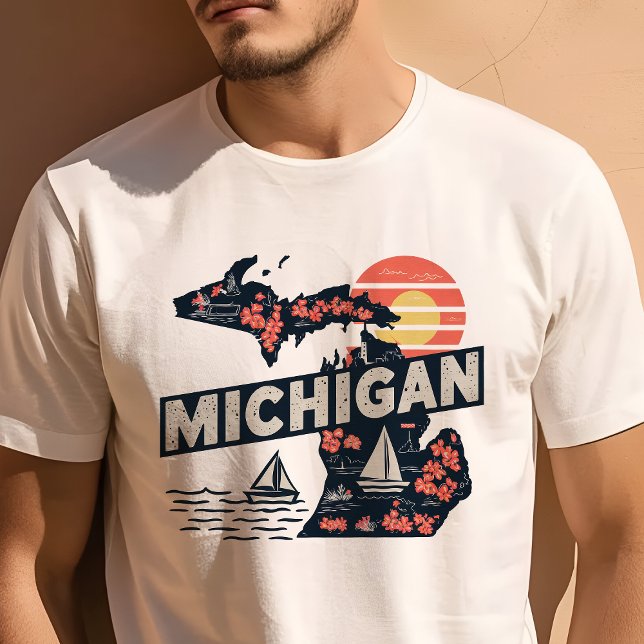 Retro Travel Iconic Michigan Graphic T Shirt (Skapare uppladdad)