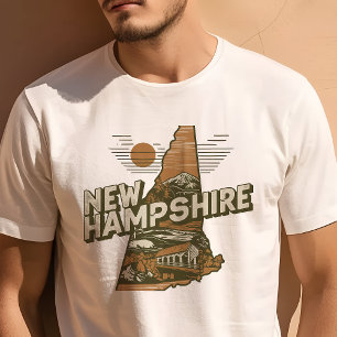 Retro Travel Iconic New Hampshire Graphic T Shirt