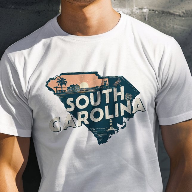Retro Travel Iconic South Carolina Graphic T Shirt (Skapare uppladdad)