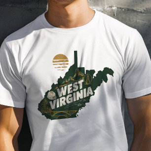 Retro Travel Iconic Väster Virginia Graphic T Shirt