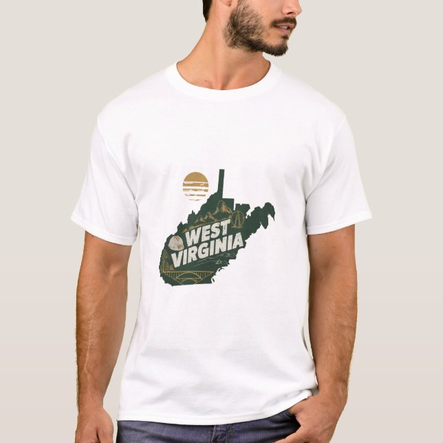 Retro Travel Iconic Väster Virginia Graphic T Shirt (Framsida)