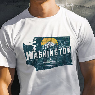 Retro Travel Iconic Washington Graphic T Shirt