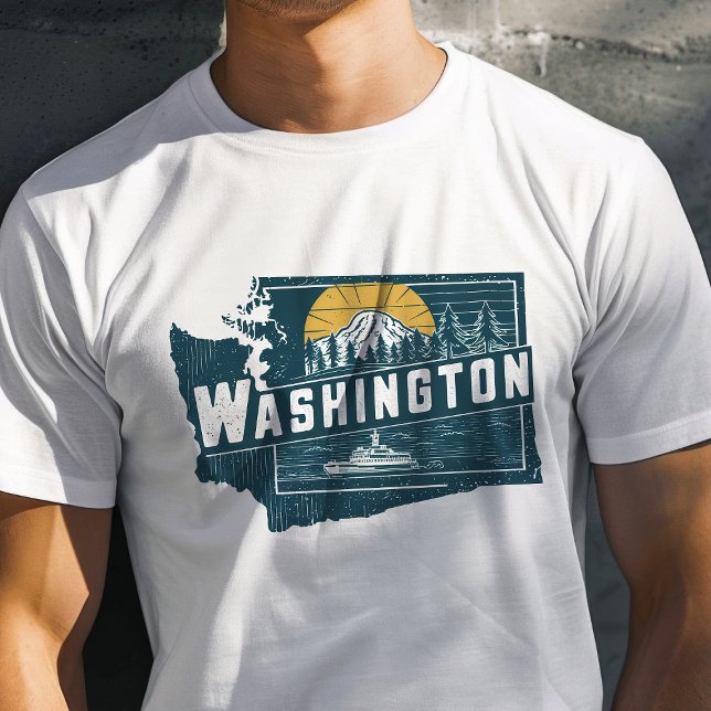 Retro Travel Iconic Washington Graphic T Shirt (Skapare uppladdad)