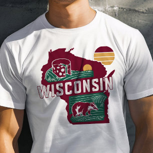 Retro Travel Iconic Wisconsin Graphic T Shirt