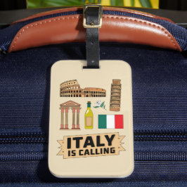 Retro Travel Italy Iconic National Symbols Bagagebricka