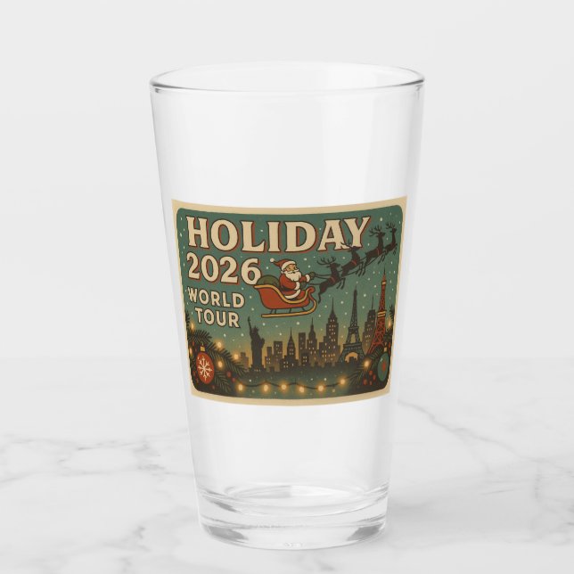 Retro Travel jul Mugg - Helgdag 2026 Glaskopp (Framsida)
