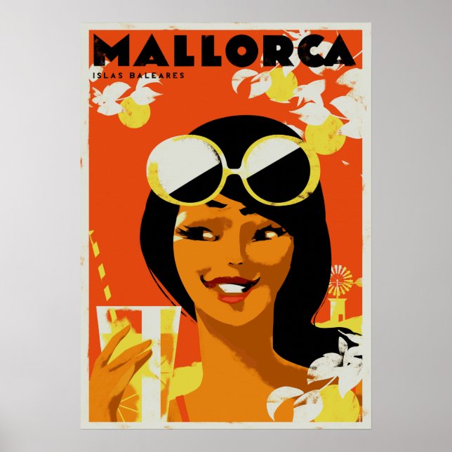 Retro Travel - Mallorca Balearerna Spanien Poster (Framsidan)