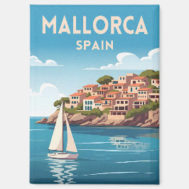 Retro Travel Mallorca Spain Seaside Landscape Magnet
