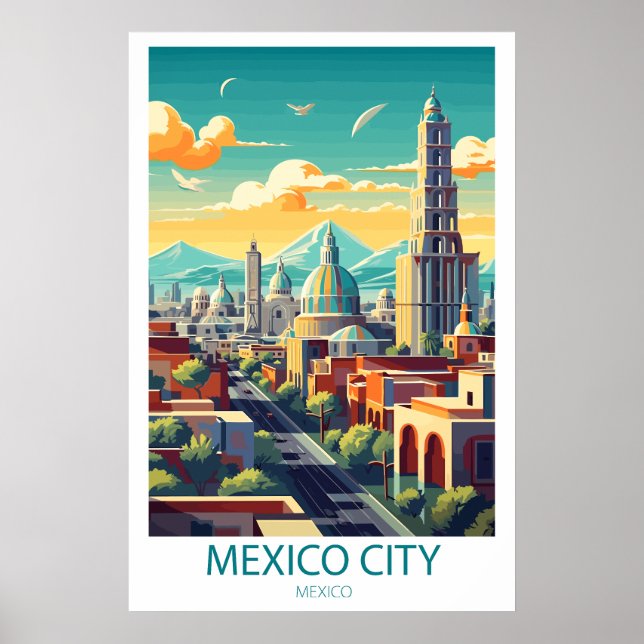 Retro Travel Mexico City Destination Wall Art Poster (Framsidan)