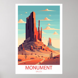 Retro Travel Monument Valley Destination Wall Art Poster