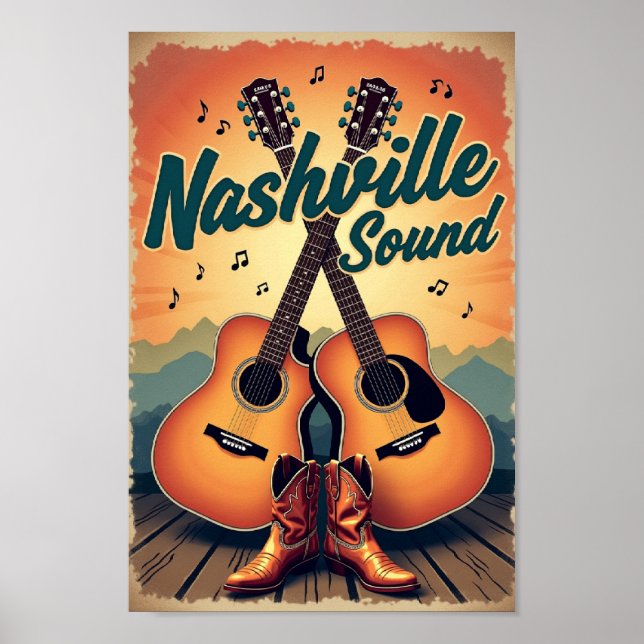 Retro Travel : Nashville Ljud Poster (Framsidan)