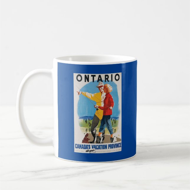 Retro Travel Ontario Poster Kaffemugg (Vänster)