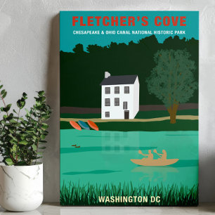 Retro Travel Poster Fletchers Cove Washington DC Canvastryck