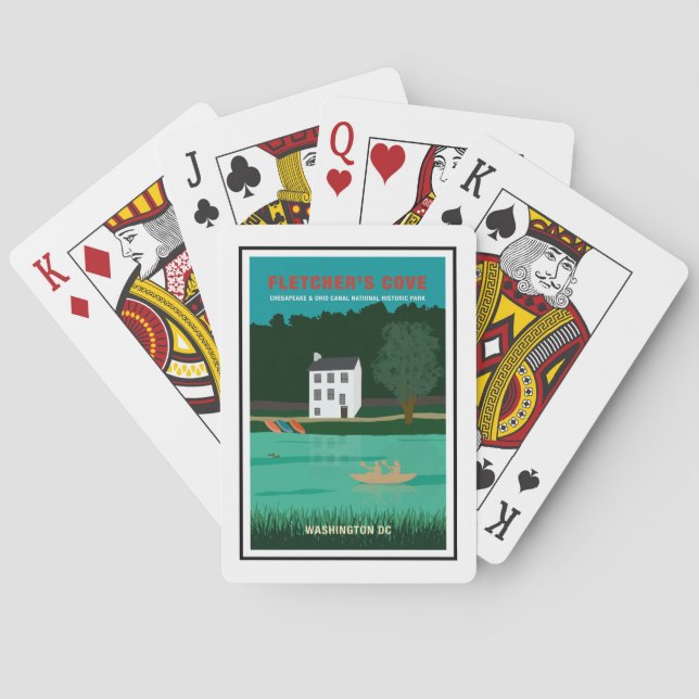 Retro Travel Poster Fletchers Cove Washington DC Casinokort (Baksidan)