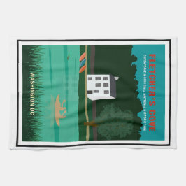 Retro Travel Poster Fletchers Cove Washington DC Kökshandduk