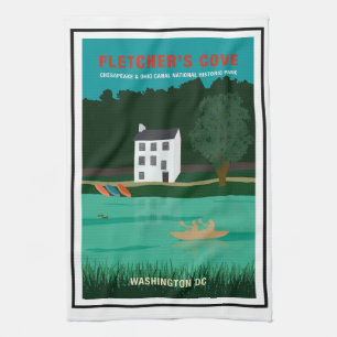 Retro Travel Poster Fletchers Cove Washington DC Kökshandduk