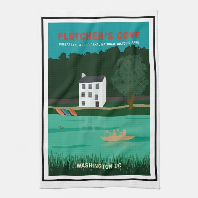 Retro Travel Poster Fletchers Cove Washington DC Kökshandduk (Vertikal)