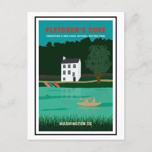 Retro Travel Poster Fletchers Cove Washington DC Vykort