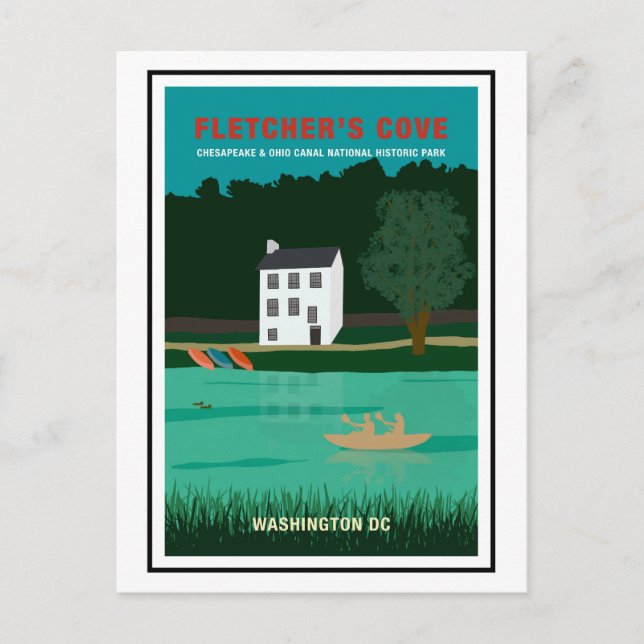 Retro Travel Poster Fletchers Cove Washington DC Vykort (Framsida)