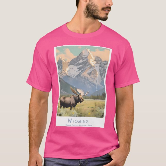 Retro Travel Poster Wyoming - Minimalistic Grand T T Shirt (Framsida)