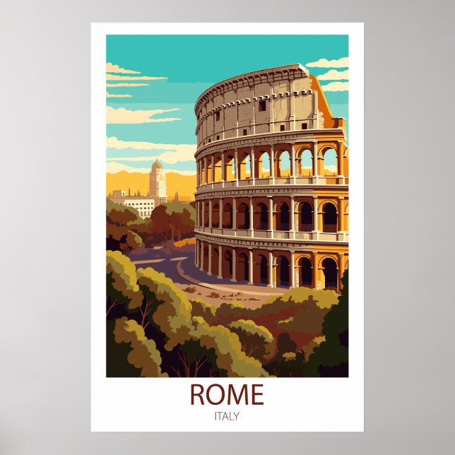 Retro Travel Rom Italien Destination Wall Art Poster (Framsidan)
