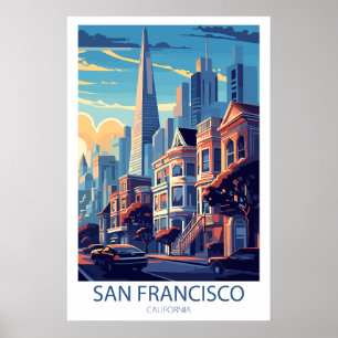 Retro Travel San Francisco California Wall Art Poster