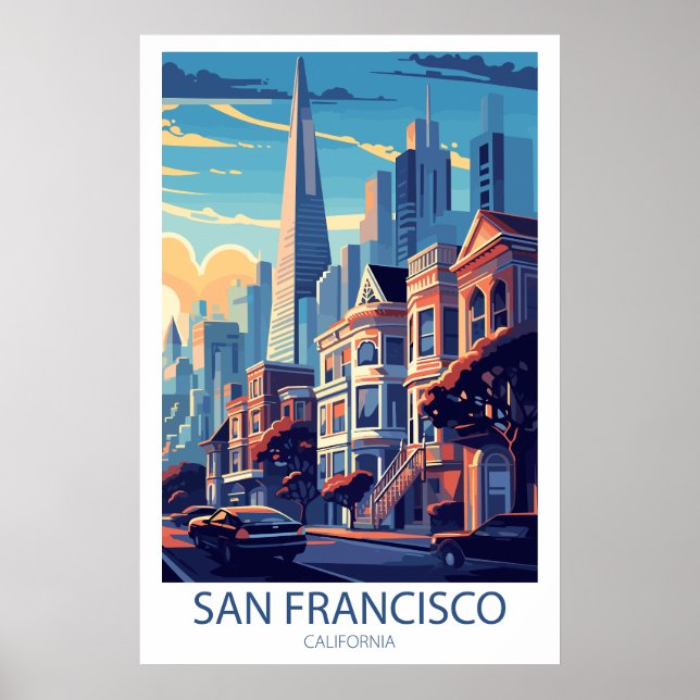 Retro Travel San Francisco California Wall Art Poster (Framsidan)