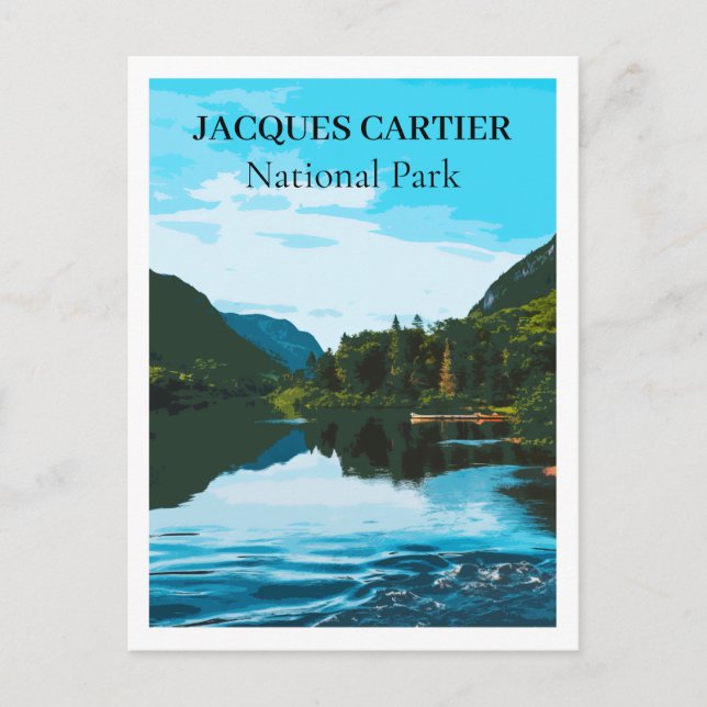 Retro Travel Stil Jacques Cartier nationalpark Vykort (Framsida)