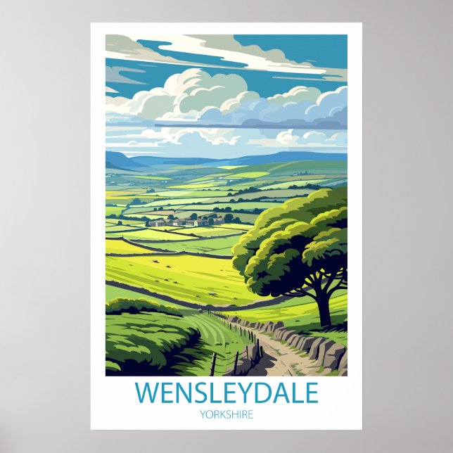 Retro Travel Wensleydale Yorkshire Wall Art Poster (Framsidan)
