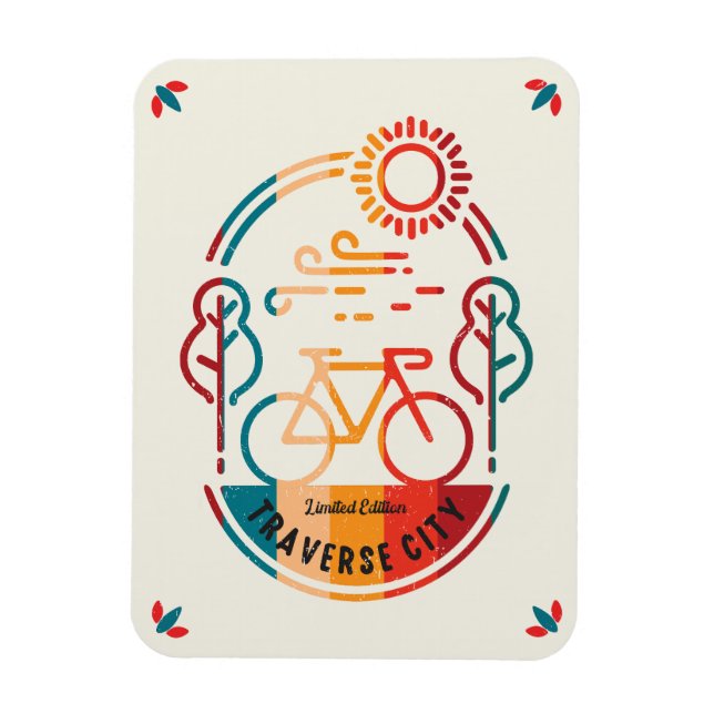 Retro Traverse City Bike Trail Magnet (Vertikal)