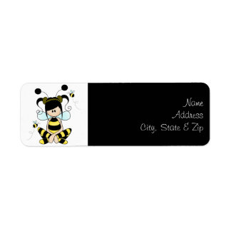 Retro Trendig Bumblebee/Humla Girl Returadress Etikett