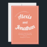 Retro Trendig - färgvit Rosa med färgstark koral Inbjudningar<br><div class="desc">Retro-minimalt Trendig-uppspelning av Coral Rosa White Wedding-inbjudan</div>