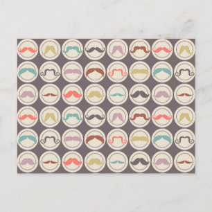 Retro Trendig Handlebar Mustache Vykort