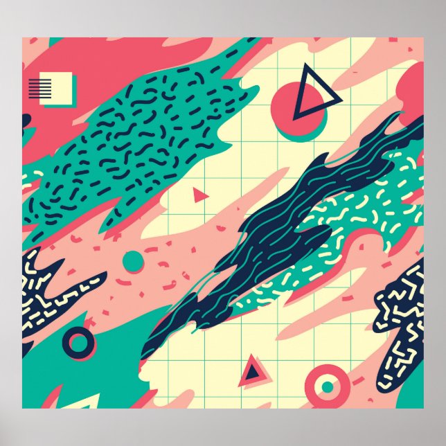 Retro Trendig Memphis Geometric Tapet Poster (Framsidan)