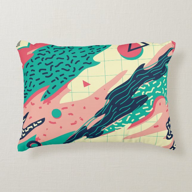Retro Trendig Memphis Geometric Tapet Prydnadskudde (Framsidan)