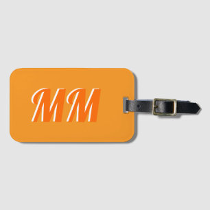 Retro Trendig Orange Modern Monogram Initial Bagagebricka