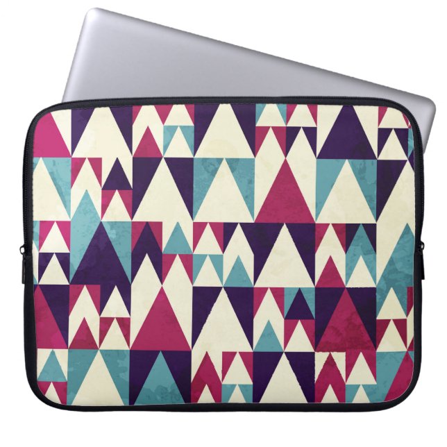 Retro Triangle Geometric Seamless Mönster Laptop Fodral (Framsidan)