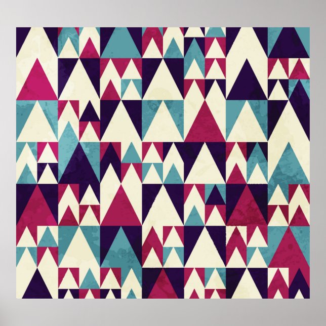 Retro Triangle Geometric Seamless Mönster Poster (Framsidan)